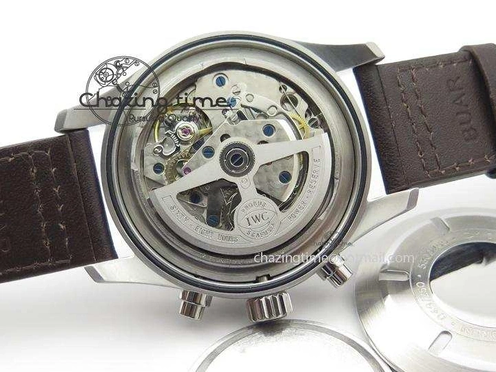 MIROTIME 0216 Pilot Chrono SS IW387808 CF3 ZF 1:1 Best Edition On Brown Leather Strap A Soft 7328